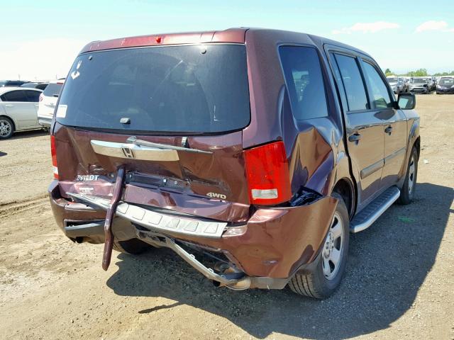 5FNYF4H2XAB010164 - 2010 HONDA PILOT LX BURGUNDY photo 4