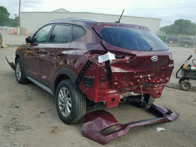 KM8J3CA44HU456405 - 2017 HYUNDAI TUCSON LIM MAROON photo 3