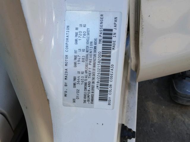 JM1BJ226321582000 - 2002 MAZDA PROTEGE DX WHITE photo 10