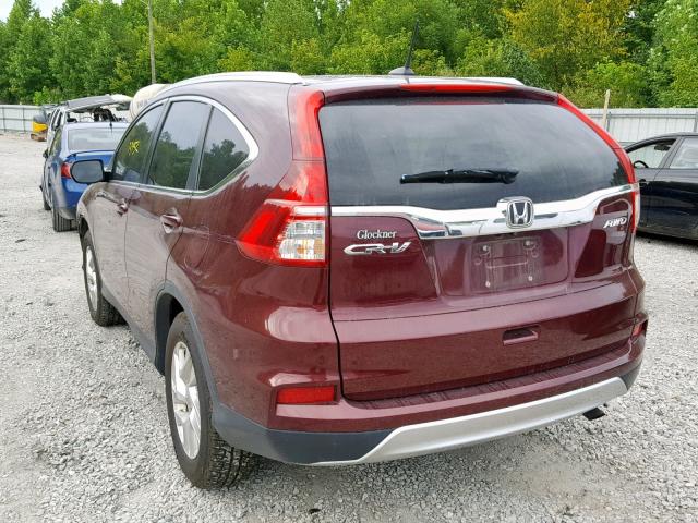 5J6RM4H75FL014739 - 2015 HONDA CR-V EXL MAROON photo 3