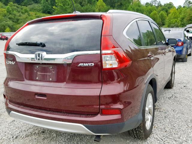 5J6RM4H75FL014739 - 2015 HONDA CR-V EXL MAROON photo 4