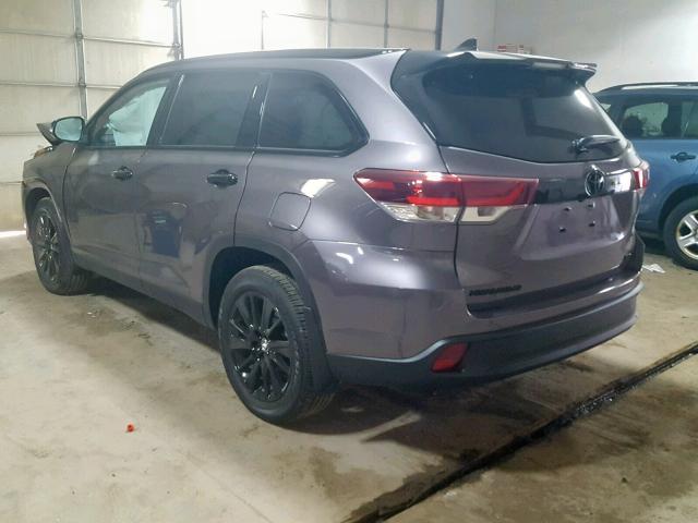 5TDJZRFH3KS964152 - 2019 TOYOTA HIGHLANDER GRAY photo 3