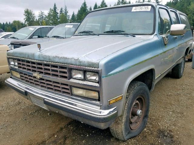 1GNGV26K4KF181373 - 1989 CHEVROLET SUBURBAN V BLUE photo 2