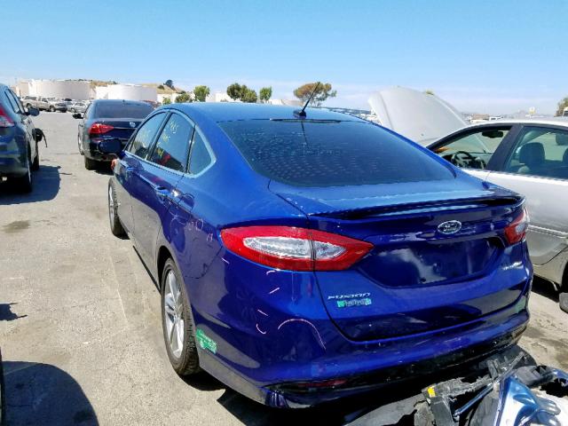 3FA6P0SU8GR157569 - 2016 FORD FUSION TIT BLUE photo 3