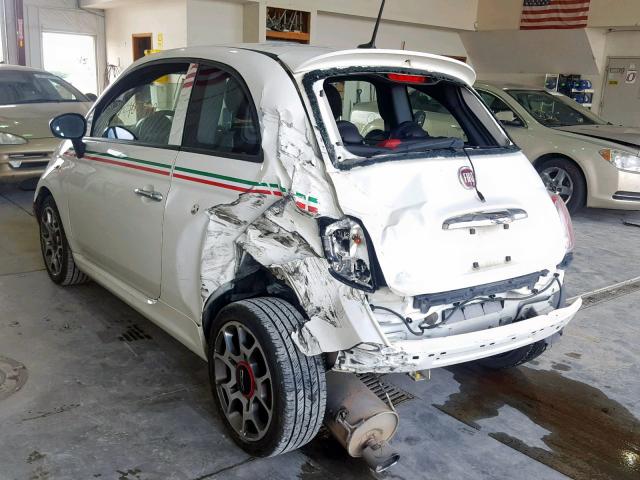 3C3CFFBR9CT380588 - 2012 FIAT 500 SPORT WHITE photo 3