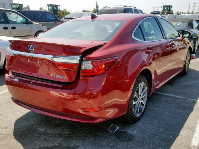 JTHBW1GG7G2114610 - 2016 LEXUS ES 300H RED photo 4