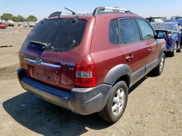 KM8JN12D55U137118 - 2005 HYUNDAI TUCSON GLS MAROON photo 4