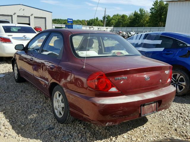 KNAFB121525193605 - 2002 KIA SPECTRA BA BURGUNDY photo 3