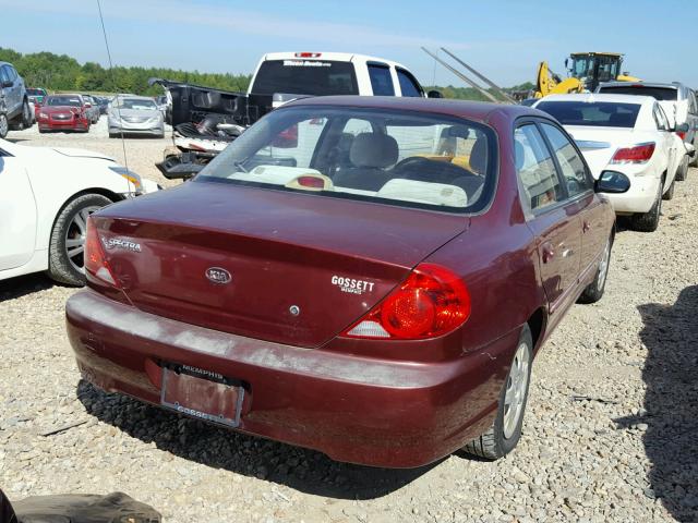 KNAFB121525193605 - 2002 KIA SPECTRA BA BURGUNDY photo 4