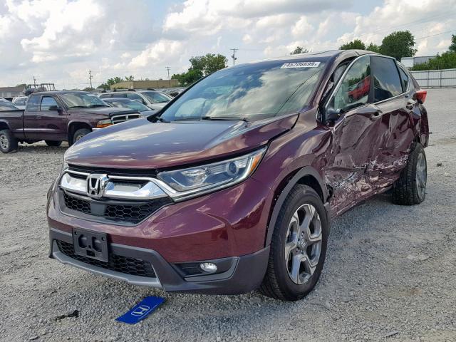 7FARW2H88JE071594 - 2018 HONDA CR-V EXL BURGUNDY photo 2