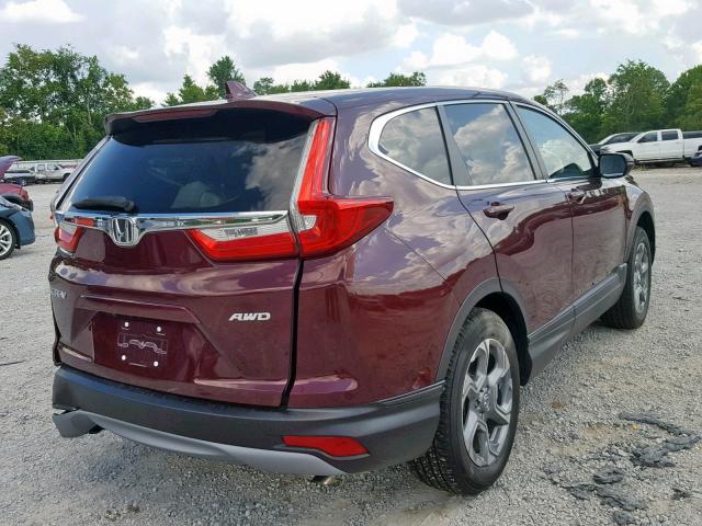 7FARW2H88JE071594 - 2018 HONDA CR-V EXL BURGUNDY photo 4