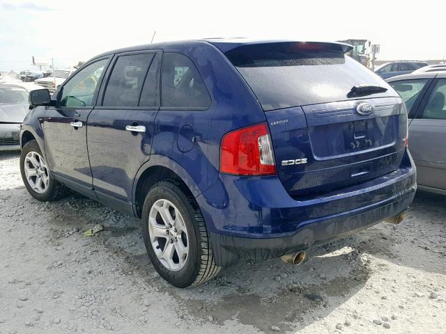 2FMDK3JC4BBA06645 - 2011 FORD EDGE SEL BLUE photo 3