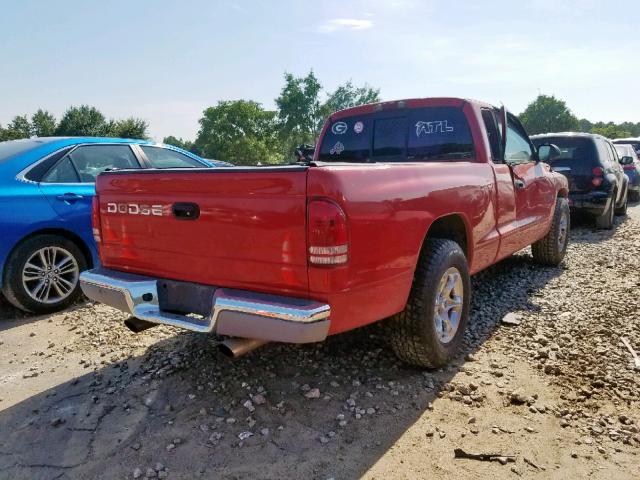 1B7GL22X0WS500748 - 1998 DODGE DAKOTA RED photo 4