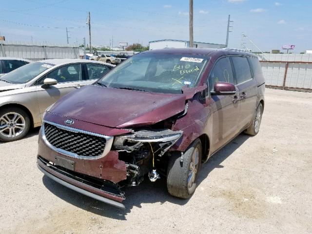 KNDMB5C16F6028307 - 2015 KIA SEDONA LX BURGUNDY photo 2