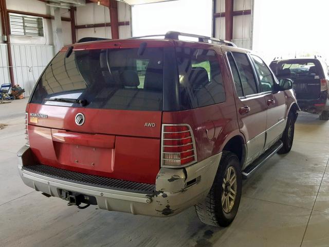 4M2ZU86E52ZJ06563 - 2002 MERCURY MOUNTAINEE RED photo 4