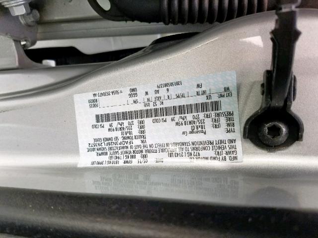 1FADP3N28FL293572 - 2015 FORD FOCUS TITA SILVER photo 10