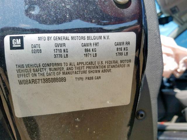 W08AR671385088089 - 2008 SATURN ASTRA XE BLACK photo 10