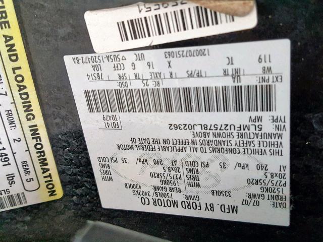 5LMFU27578LJ02362 - 2008 LINCOLN NAVIGATOR BLACK photo 10