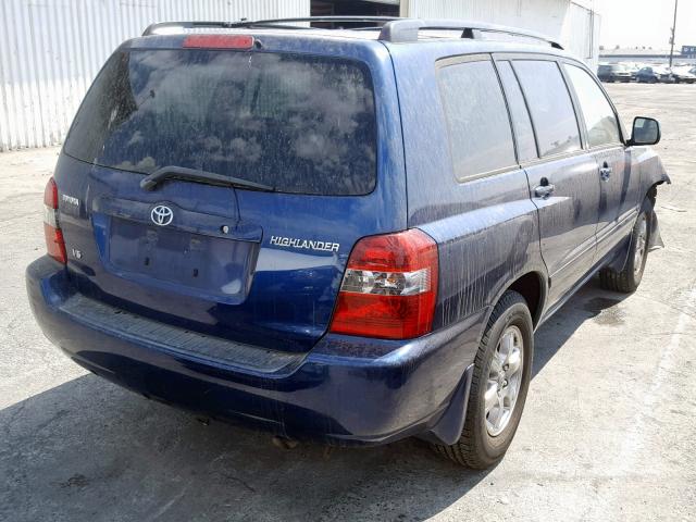 JTEDP21AX50076991 - 2005 TOYOTA HIGHLANDER BLUE photo 4