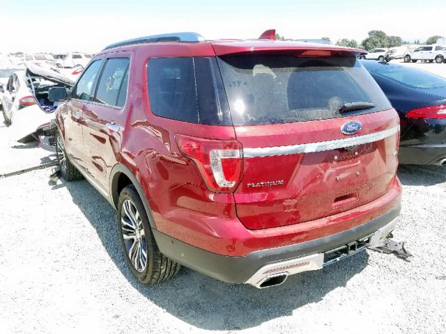 1FM5K8HT4HGB92213 - 2017 FORD EXPLORER P RED photo 3