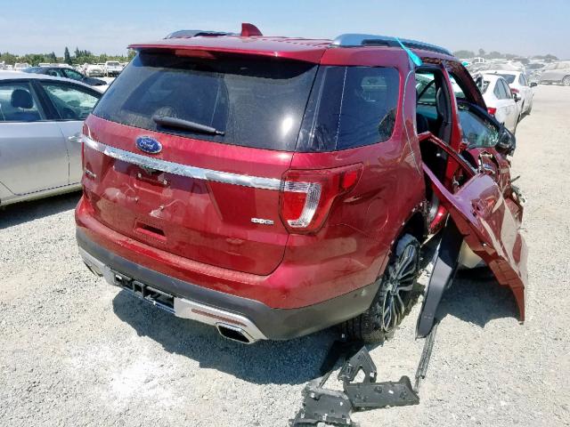 1FM5K8HT4HGB92213 - 2017 FORD EXPLORER P RED photo 4