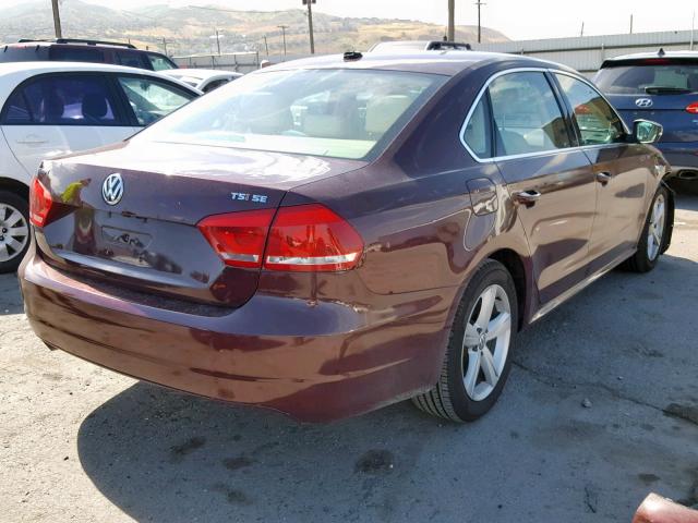 1VWBT7A38EC086372 - 2014 VOLKSWAGEN PASSAT SE BURGUNDY photo 4