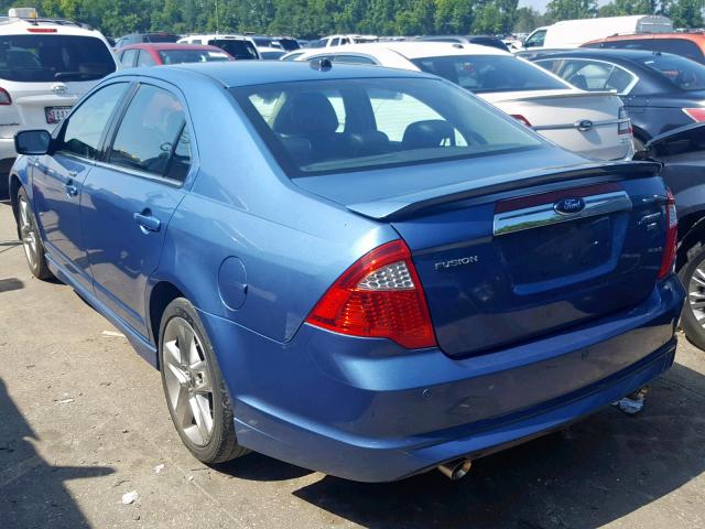 3FAHP0DC9AR315339 - 2010 FORD FUSION SPO BLUE photo 3