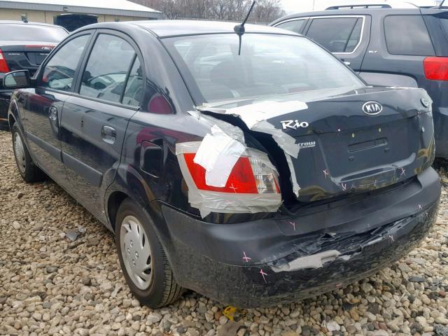 KNADE123966161286 - 2006 KIA RIO BLACK photo 3