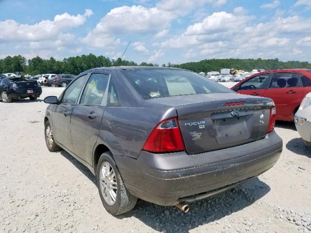 1FAHP34N27W222154 - 2007 FORD FOCUS ZX4 GRAY photo 3