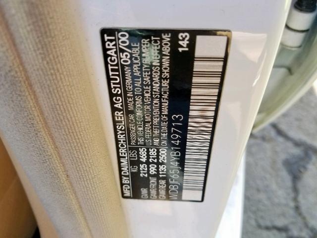 WDBJF65J4YB149713 - 2000 MERCEDES-BENZ E 320 WHITE photo 10