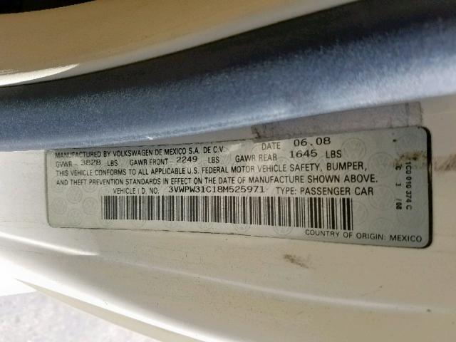 3VWPW31C18M525971 - 2008 VOLKSWAGEN NEW BEETLE კრემისფერი ფოტო 10