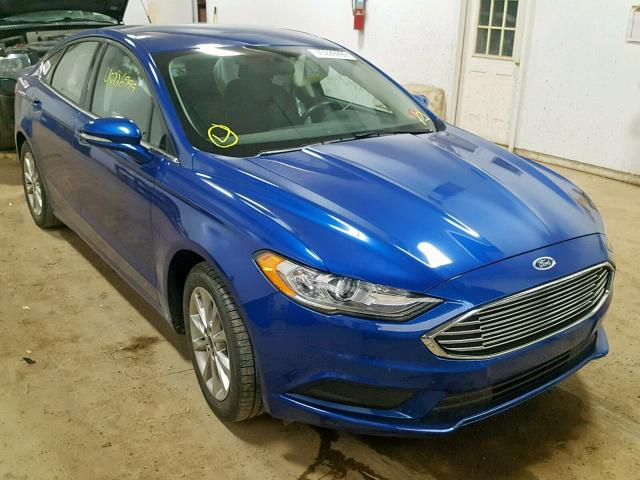 3FA6P0HD2HR273391 - 2017 FORD FUSION SE BLUE photo 1