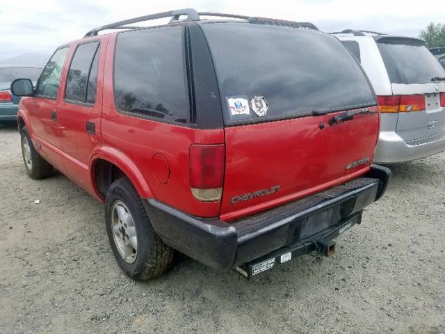 1GNDT13W5T2103039 - 1996 CHEVROLET BLAZER RED photo 3