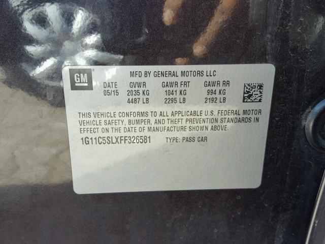 1G11C5SLXFF326581 - 2015 CHEVROLET MALIBU 1LT PURPLE photo 10