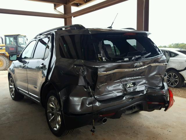 1FM5K7F83EGA01062 - 2014 FORD EXPLORER L GRAY photo 3