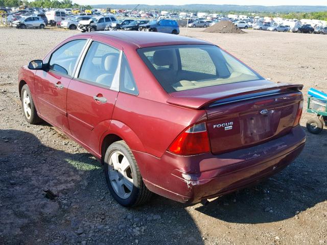 1FAHP34NX7W339089 - 2007 FORD FOCUS ZX4 MAROON photo 3