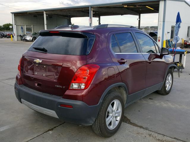 3GNCJLSB9GL119230 - 2016 CHEVROLET TRAX 1LT MAROON photo 4