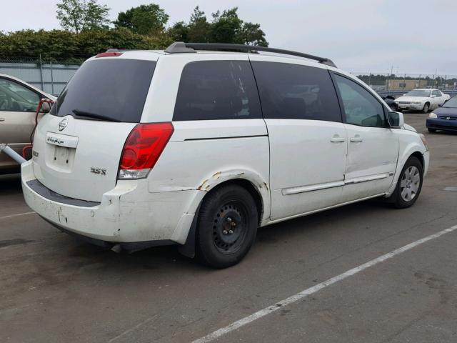 5N1BV28U06N103715 - 2006 NISSAN QUEST S WHITE photo 4