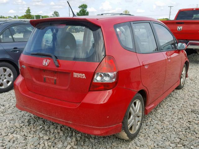 JHMGD37698S006313 - 2008 HONDA FIT SPORT RED photo 4