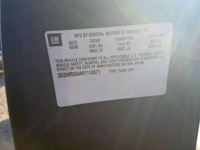 2G2WR554461116571 - 2006 PONTIAC GRAND PRIX BLACK photo 10