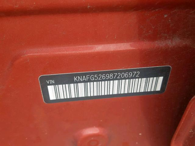 KNAFG526987206972 - 2008 KIA RONDO LX RED photo 10