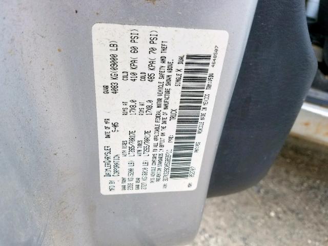 3D7KS28C05G859711 - 2005 DODGE RAM 2500 S Արծաթագույն լուսանկար 10