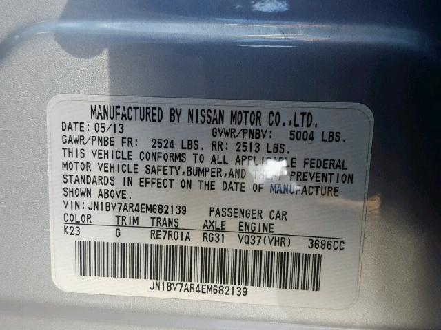 JN1BV7AR4EM682139 - 2014 INFINITI Q50 BASE SILVER photo 10