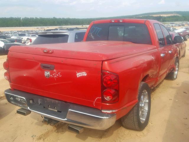 1D7HA18267S227743 - 2007 DODGE RAM 1500 S RED photo 4