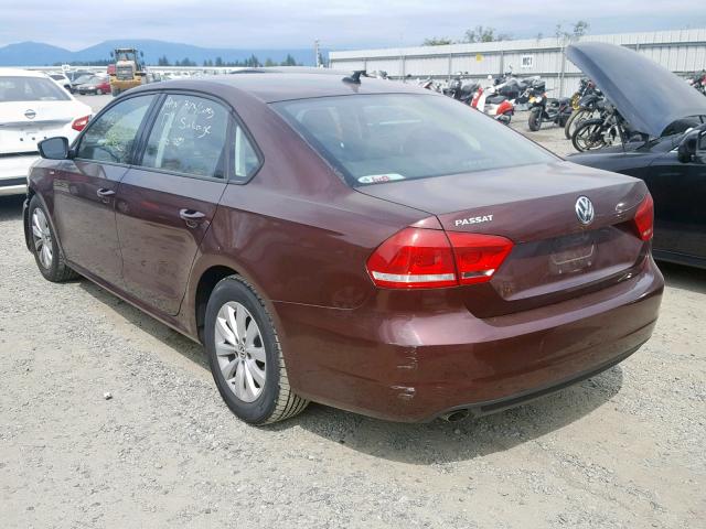 1VWAP7A37EC018970 - 2014 VOLKSWAGEN PASSAT S MAROON photo 3