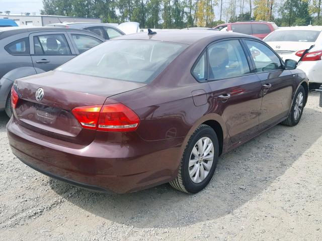 1VWAP7A37EC018970 - 2014 VOLKSWAGEN PASSAT S MAROON photo 4