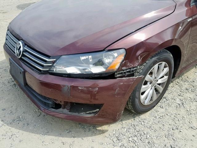 1VWAP7A37EC018970 - 2014 VOLKSWAGEN PASSAT S MAROON photo 9