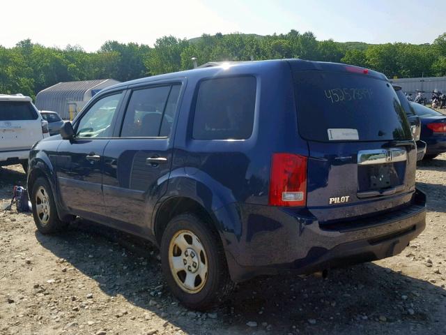 5FNYF4H24DB030270 - 2013 HONDA PILOT LX BLUE photo 3