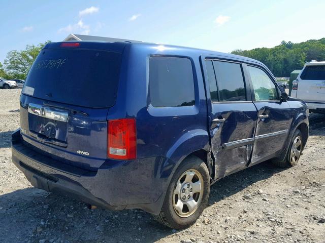 5FNYF4H24DB030270 - 2013 HONDA PILOT LX BLUE photo 4