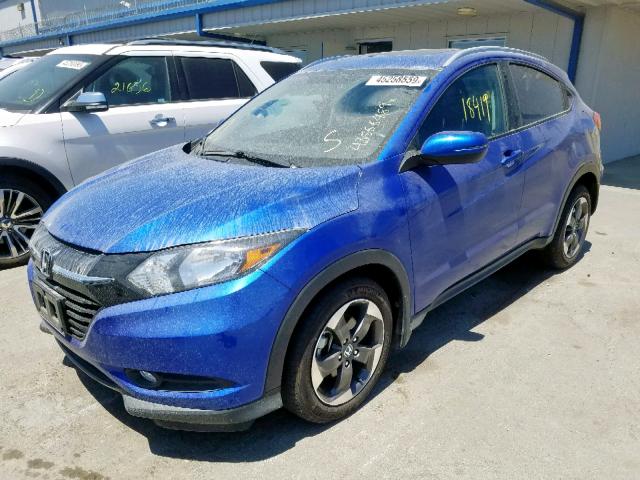 3CZRU5H70JM702080 - 2018 HONDA HR-V EXL BLUE photo 2